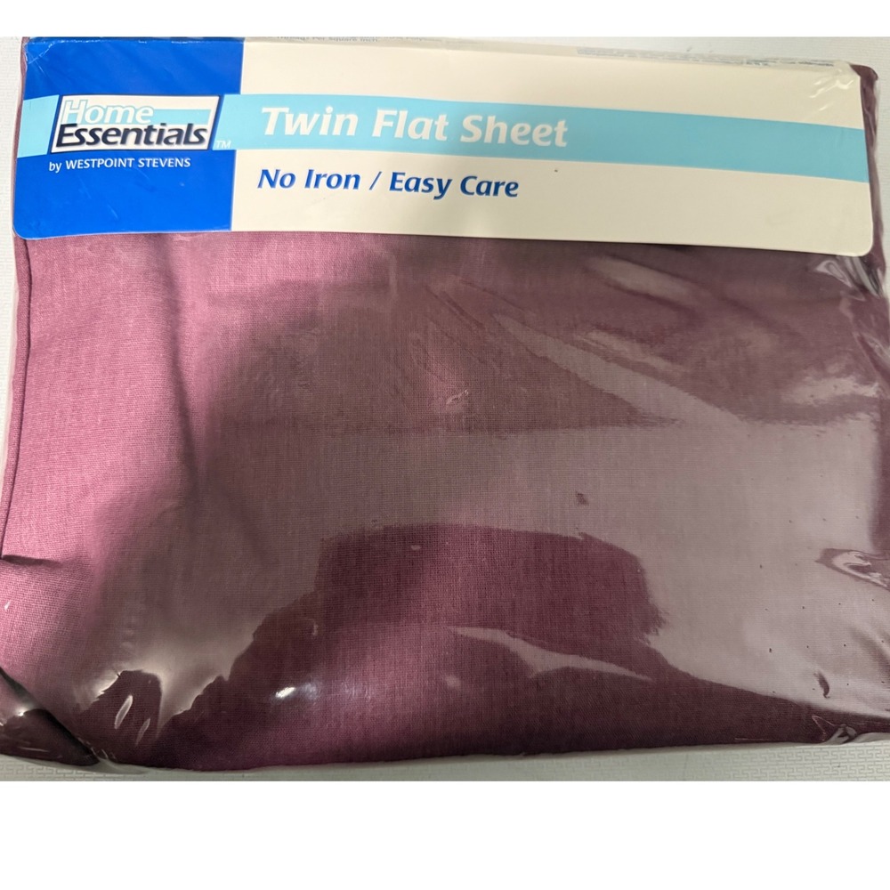 Vintage Home Essentials‎ Twin Flat Sheet Plum Wine No Iron Easy Care Bedding